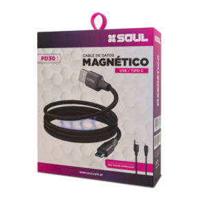 Cable Tipo C a Tipo C Magnetico PD 60W Negro