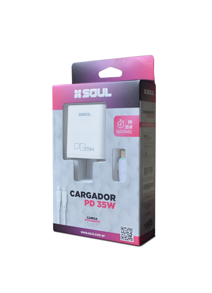 Cargador Parted Soul Fast Charge PD 35W c/Cable Tipo C a Tipo C