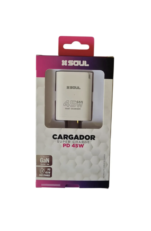 Cabezal Soul Fast Charge PD 45W GaN s/Cable